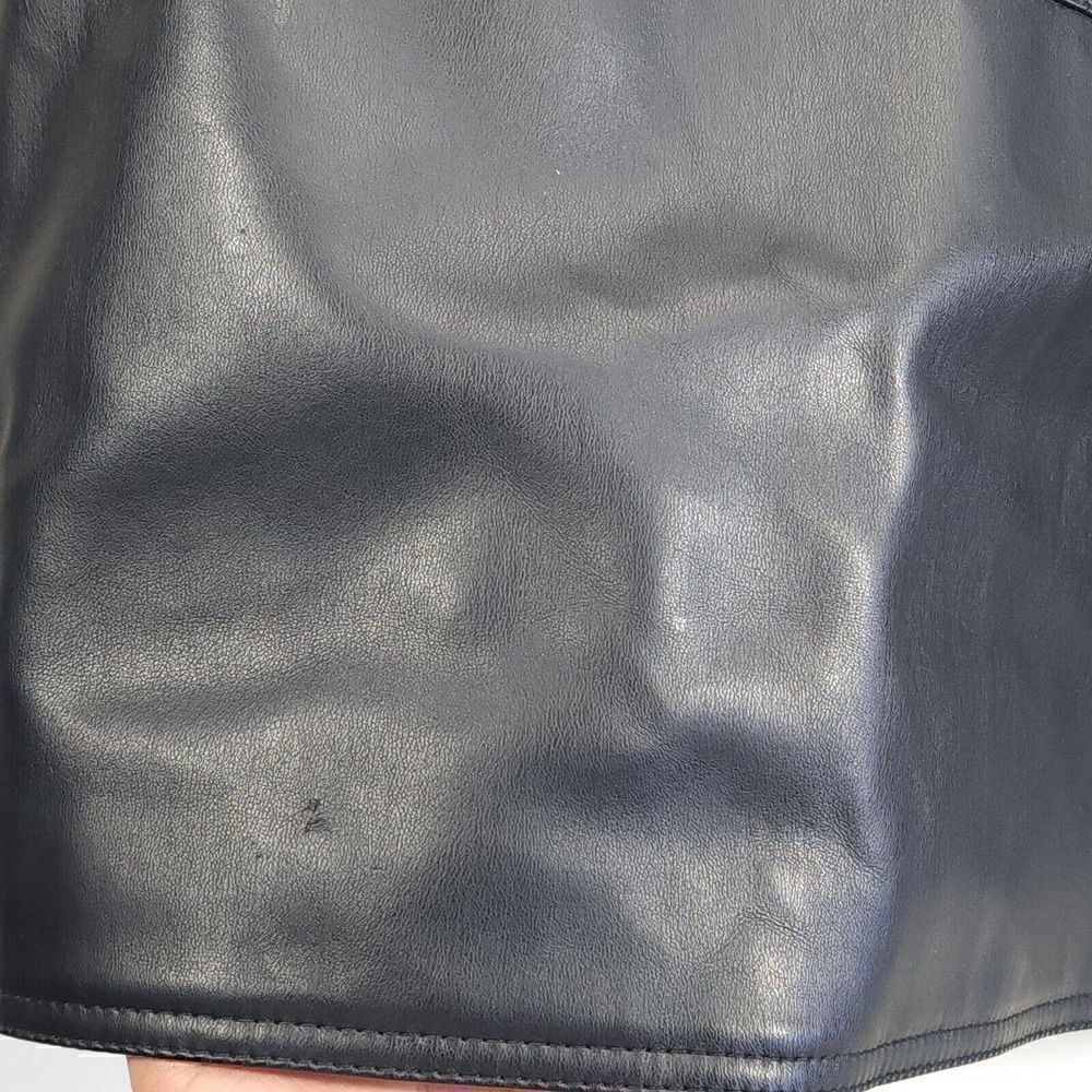 G.A Milano Italy Men's Medium FauxLeather Button Up Black Trench Blazer Jacket - Picture 11 of 12